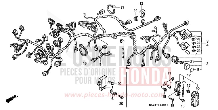WIRE HARNESS (ST1100A) for Pan-European ABS CANDY WINE BERRY RED-U (R114) from 1996